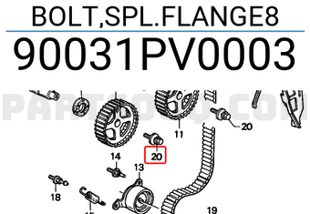 Honda 90031PV0003 BOLT,SPL.FLANGE8