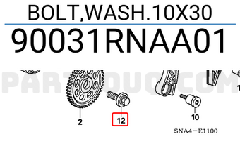 Honda 90031RNAA01 BOLT,WASH.10X30