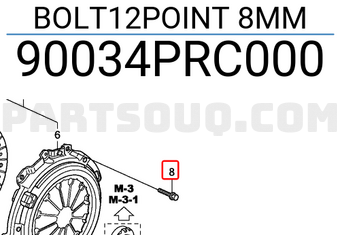 Honda 90034PRC000 BOLT12POINT 8MM