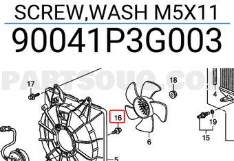 Honda 90041P3G003 SCREW,WASH M5X11