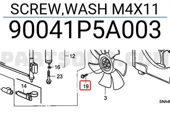 Honda 90041P5A003 SCREW,WASH M4X11
