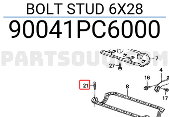 Honda 90041PC6000 BOLT STUD 6X28