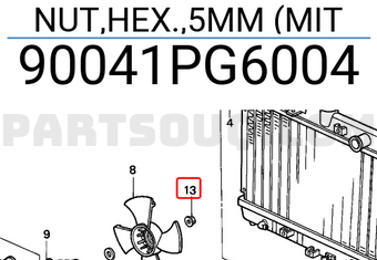 Honda 90041PG6004 NUT,HEX.,5MM (MIT