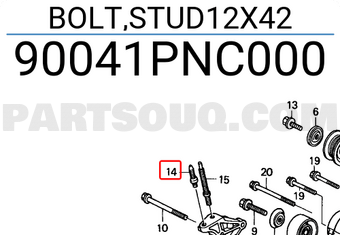 Honda 90041PNC000 BOLT,STUD12X42