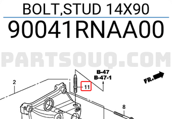 Honda 90041RNAA00 BOLT,STUD 14X90