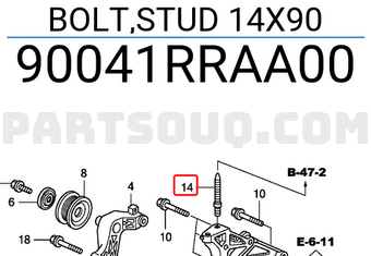 Honda 90041RRAA00 BOLT,STUD 14X90
