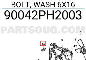 Honda 90042PH2003 BOLT, WASH 6X16