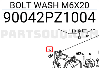 Honda 90042PZ1004 BOLT WASH M6X20