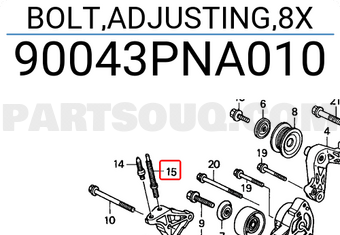 Honda 90043PNA010 BOLT,ADJUSTING,8X