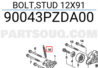 Honda 90043PZDA00 BOLT,STUD 12X91