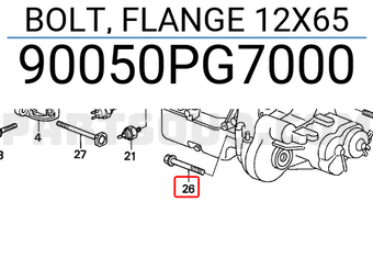 Honda 90050PG7000 BOLT, FLANGE 12X65
