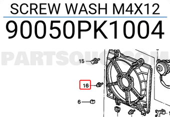 Honda 90050PK1004 SCREW WASH M4X12