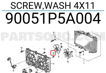 Honda 90051P5A004 SCREW,WASH 4X11