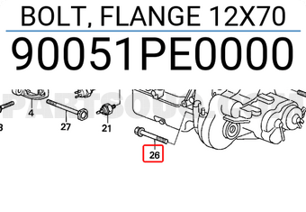 Honda 90051PE0000 BOLT, FLANGE 12X70