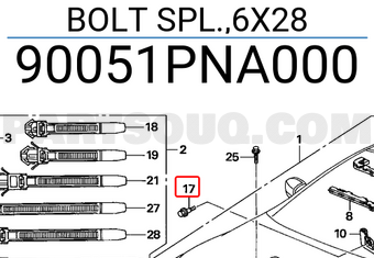 Honda 90051PNA000 BOLT SPL.,6X28