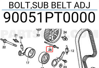Honda 90051PT0000 BOLT,SUB BELT ADJ
