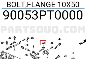 Honda 90053PT0000 BOLT,FLANGE 10X50