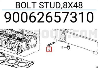 Honda 90062657310 BOLT STUD,8X48