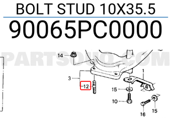 Honda 90065PC0000 BOLT STUD 10X35.5