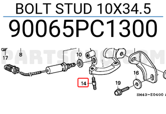 Honda 90065PC1300 BOLT STUD 10X34.5