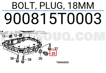 Honda 900815T0003 BOLT, PLUG, 18MM