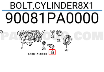 Honda 90081PA0000 BOLT,CYLINDER8X1