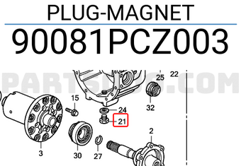 Honda 90081PCZ003 PLUG-MAGNET