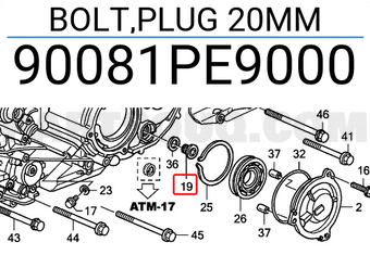 Honda 90081PE9000 BOLT,PLUG 20MM