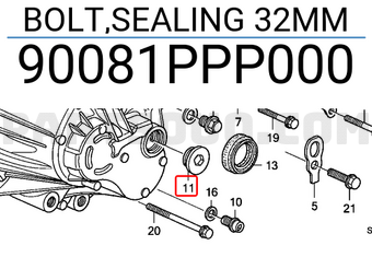 Honda 90081PPP000 BOLT,SEALING 32MM