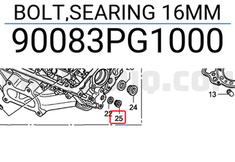 Honda 90083PG1000 BOLT,SEARING 16MM