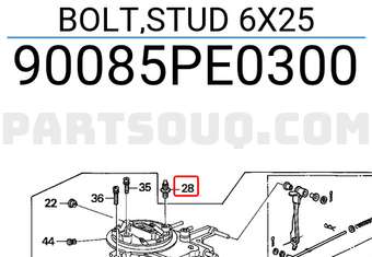 Honda 90085PE0300 BOLT,STUD 6X25