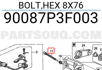 Honda 90087P3F003 BOLT,HEX 8X76