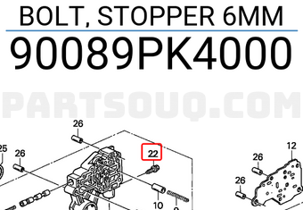 Honda 90089PK4000 BOLT, STOPPER 6MM