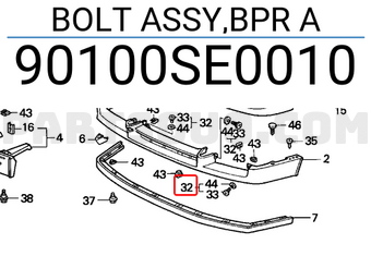 Honda 90100SE0010 BOLT ASSY,BPR A
