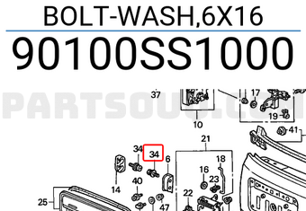 Honda 90100SS1000 BOLT-WASH,6X16