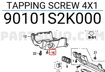 Honda 90101S2K000 TAPPING SCREW 4X1