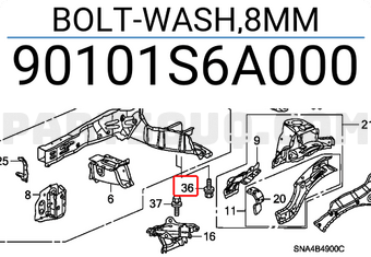Honda 90101S6A000 BOLT-WASH,8MM