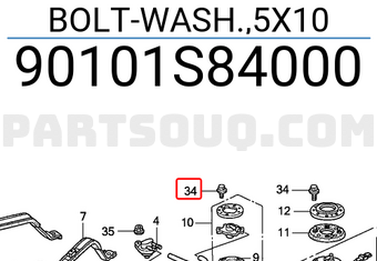 Honda 90101S84000 BOLT-WASH.,5X10