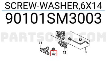 Honda 90101SM3003 SCREW-WASHER,6X14