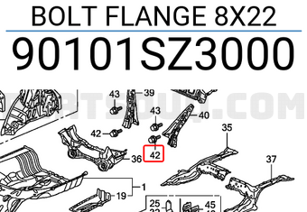 Honda 90101SZ3000 BOLT FLANGE 8X22