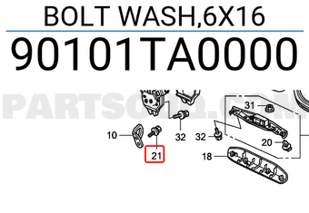 Honda 90101TA0000 BOLT WASH,6X16