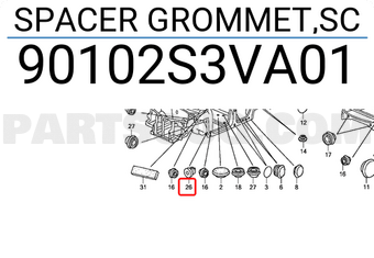 Honda 90102S3VA01 SPACER GROMMET,SC