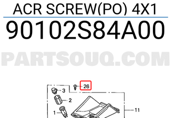Honda 90102S84A00 ACR SCREW(PO) 4X1
