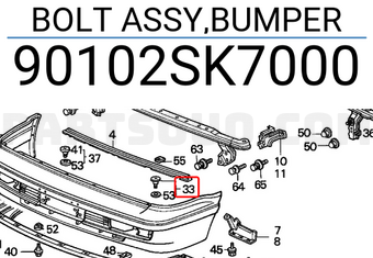 Honda 90102SK7000 BOLT ASSY,BUMPER