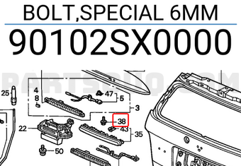 Honda 90102SX0000 BOLT,SPECIAL 6MM