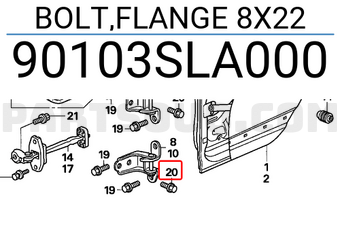 Honda 90103SLA000 BOLT,FLANGE 8X22