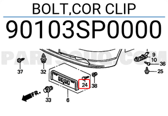Honda 90103SP0000 BOLT,COR CLIP