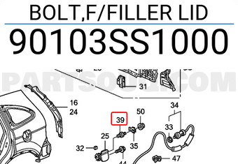 Honda 90103SS1000 BOLT,F/FILLER LID