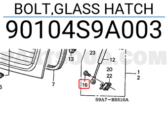 Honda 90104S9A003 BOLT,GLASS HATCH