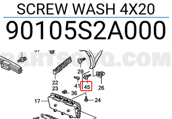 Honda 90105S2A000 SCREW WASH 4X20